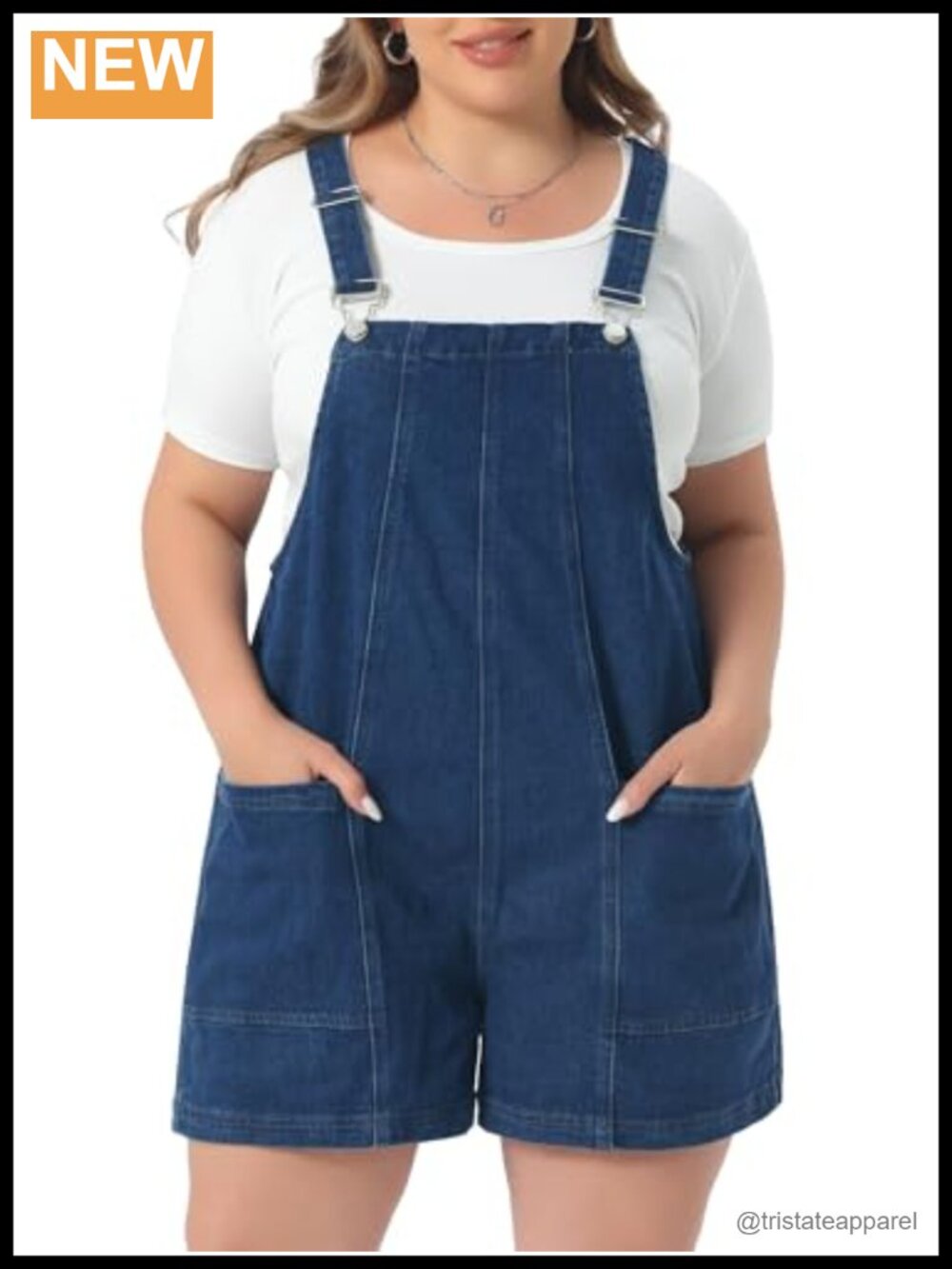 Plus Size Denim Overall Shorts Adjustable Straps Sleeveless Jean